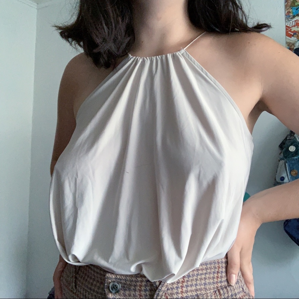 express off white loose fitted flow halter top